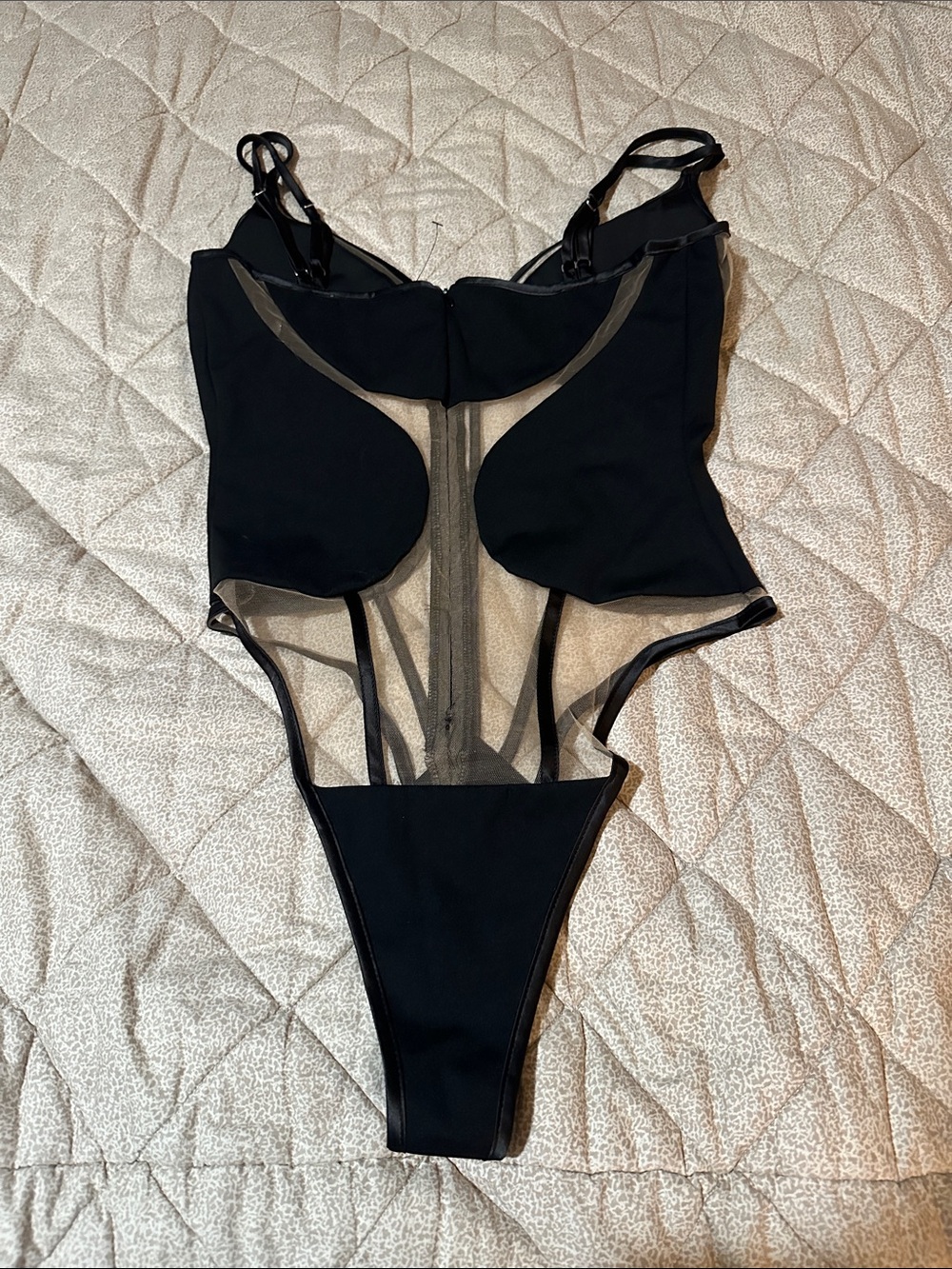 AKIRA Black Mesh Illusion Bodysuit - Picture 3 of 3